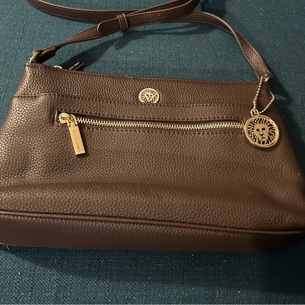 Brown Leather Crossbody Bag by Anne Klein